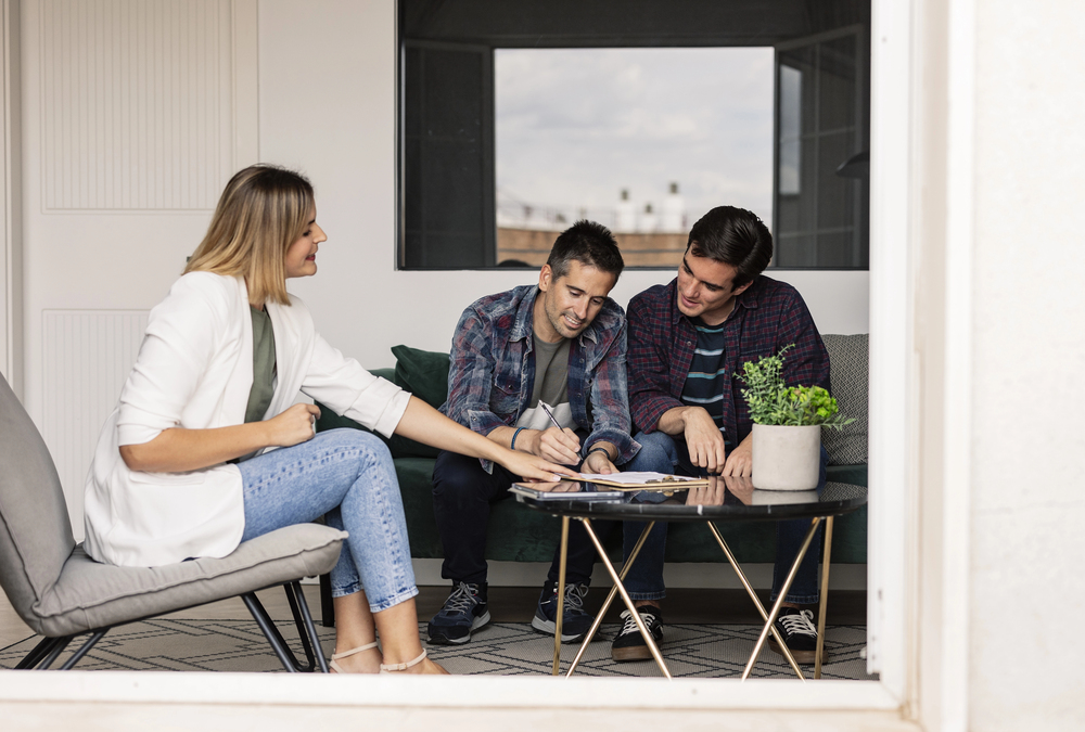 A care manager working with a family on a care plan for a person with special needs.